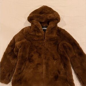 APPARIS Brown Faux Fur Hooded Jacket